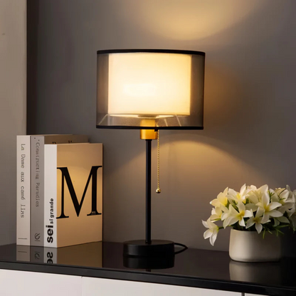 Elegant Desk Lamp with Double Fabric Shade