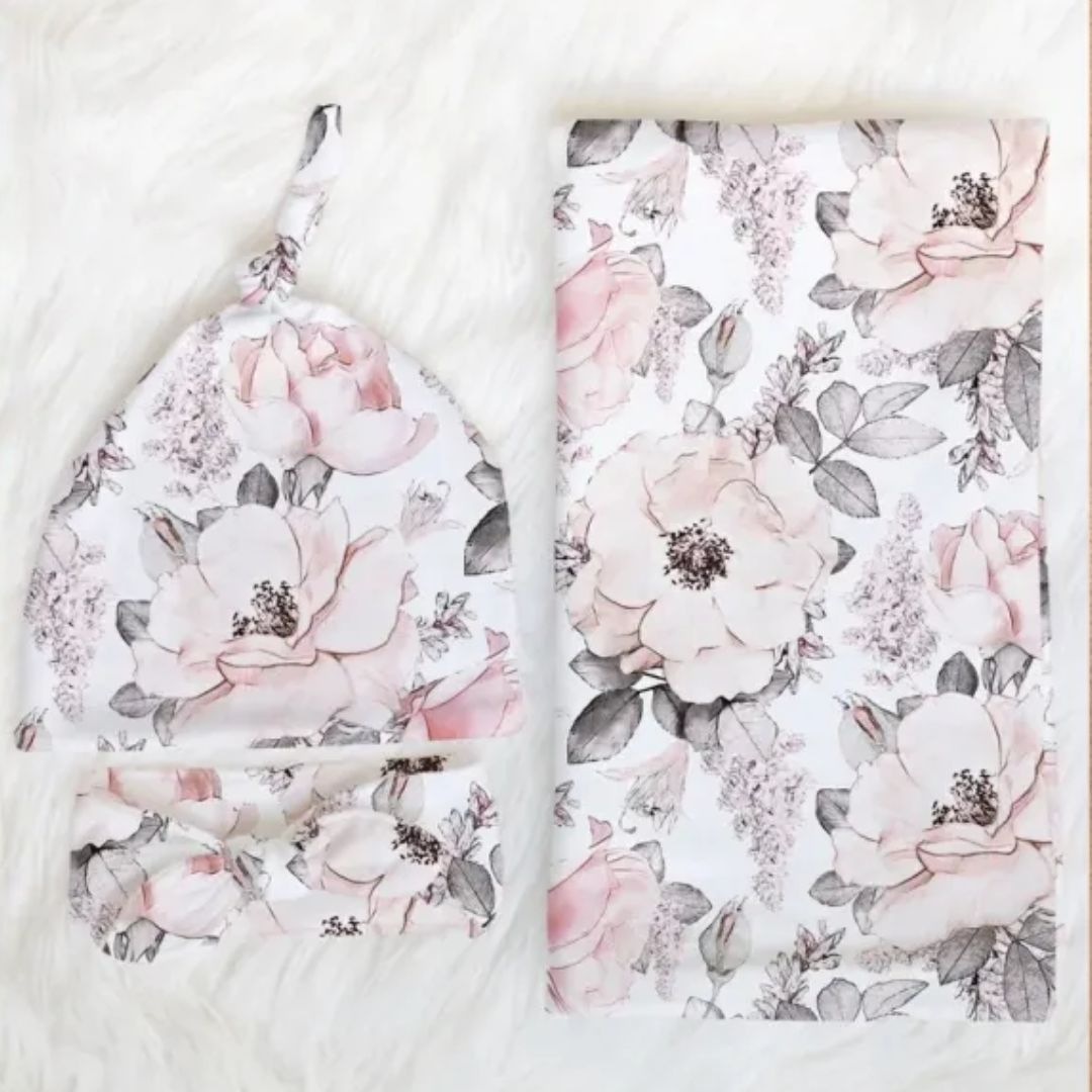 Cozy Baby Swaddle Set - Soft Cotton Wrap with Hat - Luxicro