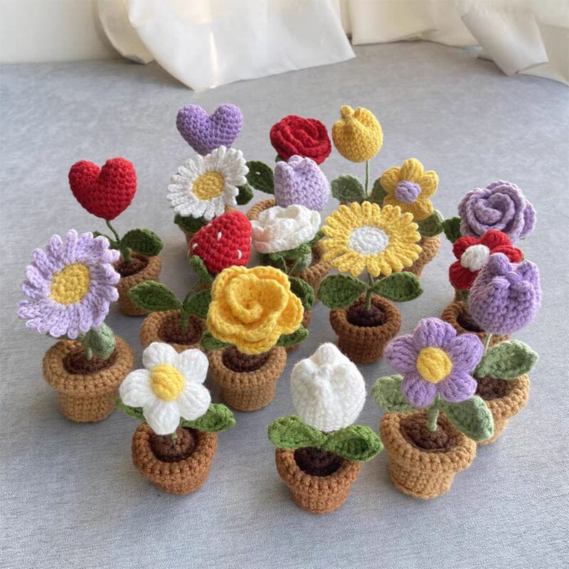 Colorful Hand Knit Flower Decor