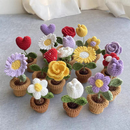 Colorful Hand Knit Flower Decor