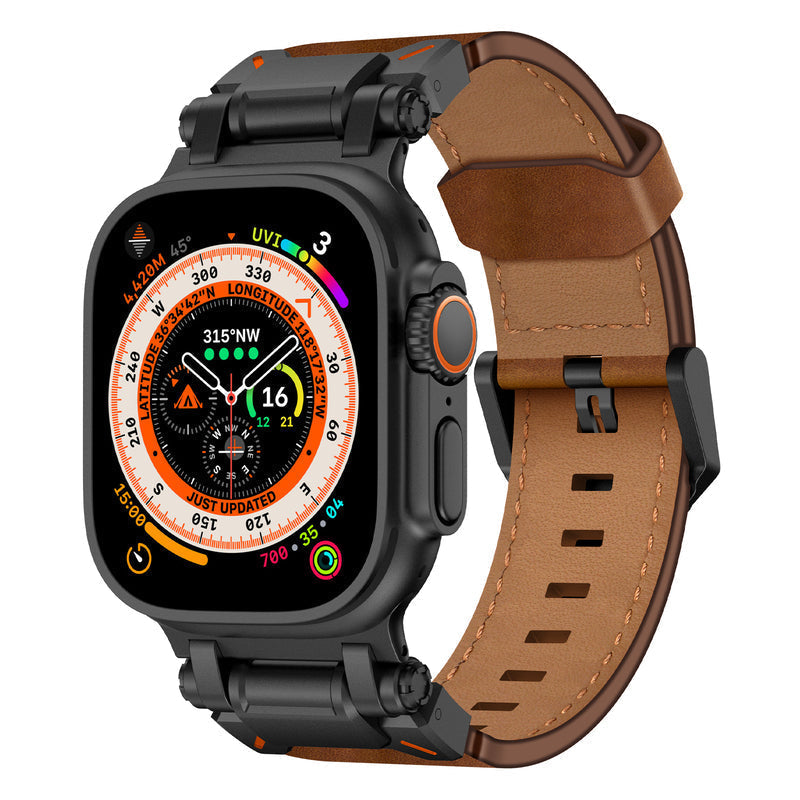 Rugged Brown Leather Strap For Apple Watch - Luxicro
