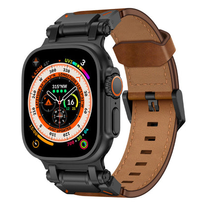 Rugged Brown Leather Strap For Apple Watch - Luxicro