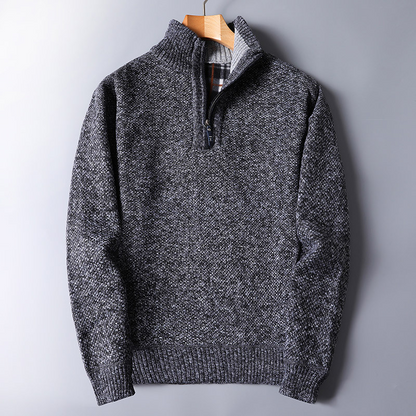 Cozy Mens Sweater - Half Zip, Wool Mix, Everyday Wear - Luxicro
