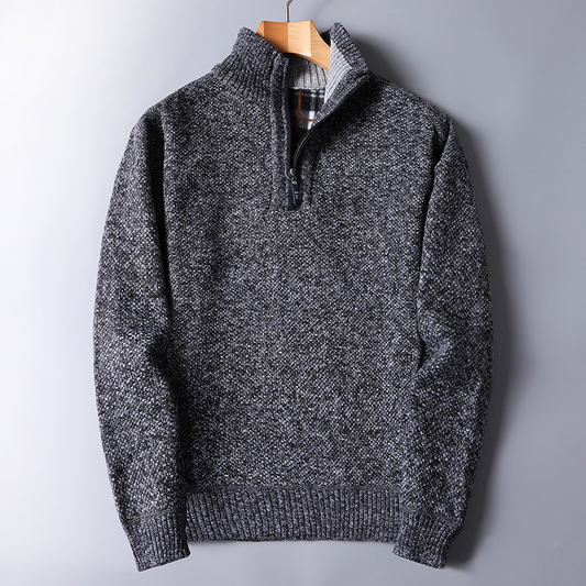 Cozy Mens Sweater - Half Zip, Wool Mix, Everyday Wear - Luxicro