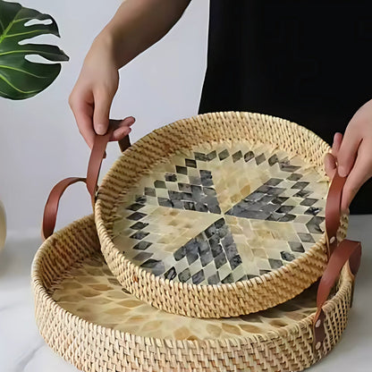 Rustic Wicker Serving Tray in Various Designs