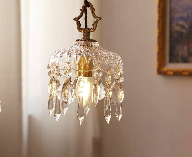 Classic Gold Crystal Drop Ceiling Light