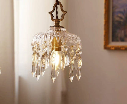 Classic Gold Crystal Drop Ceiling Light