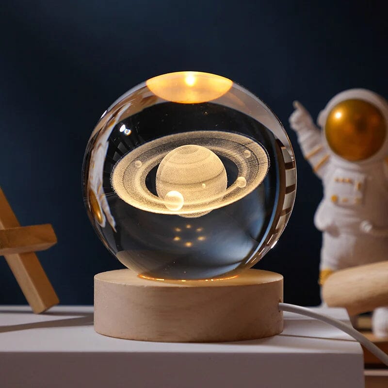 Decorative Glass Ball Table Lamp With Wooden Stand
