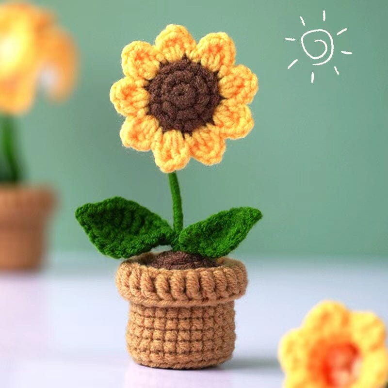 Colorful Hand Knit Flower Decor