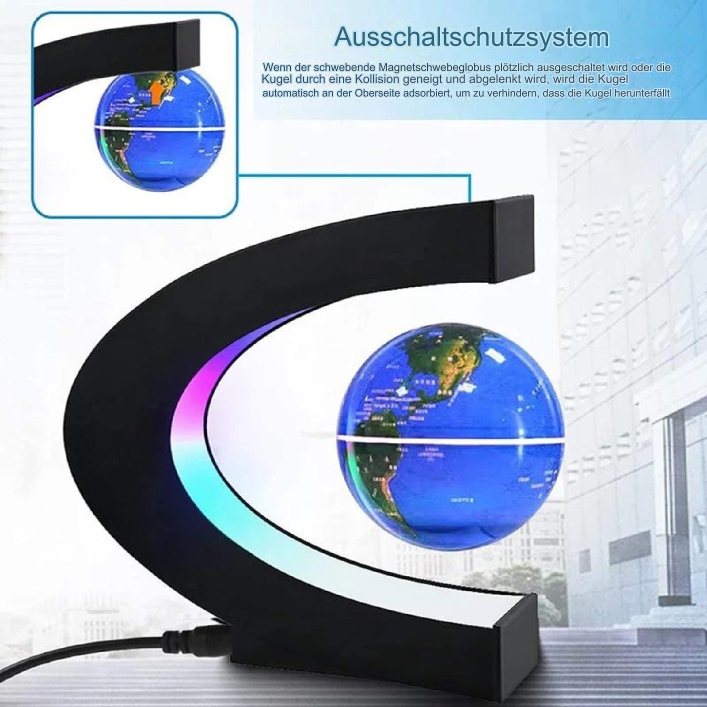 Sleek LED Globe Table Light with Metal Base