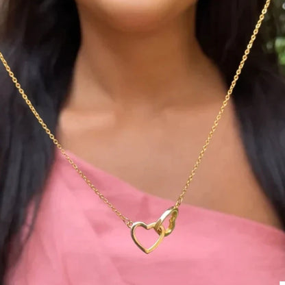 Beautiful Pink Gold Heart Shaped Necklace Set