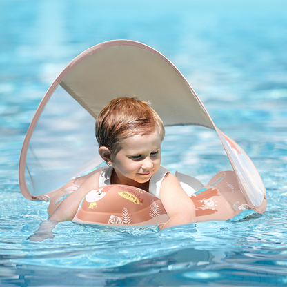 Baby Pool Float with Sun Shade - Inflatable Swim Helper - Luxicro