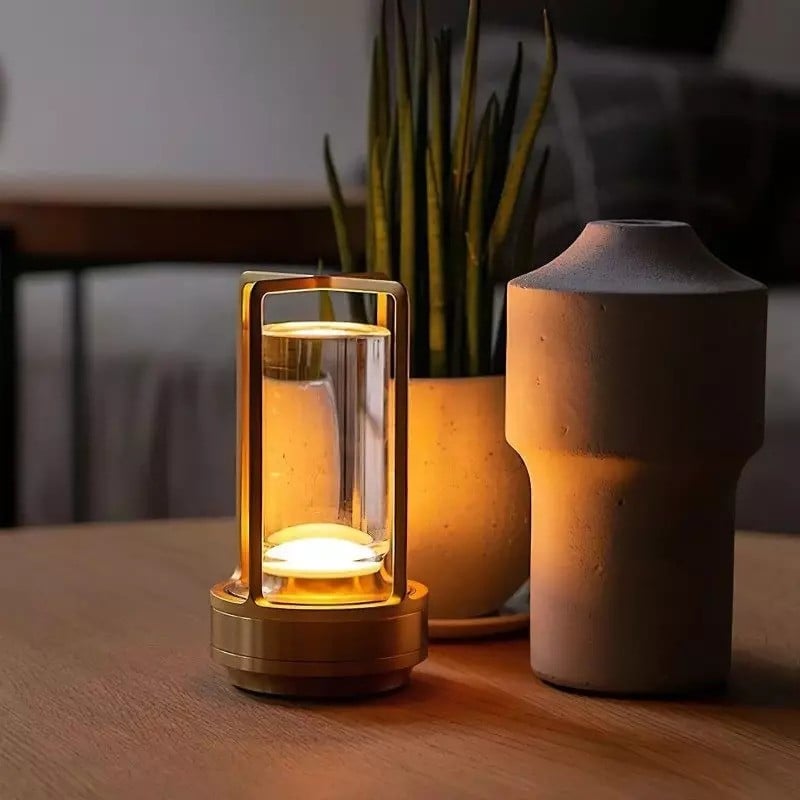 Battery Powered Glass Table Lamp - Luxicro