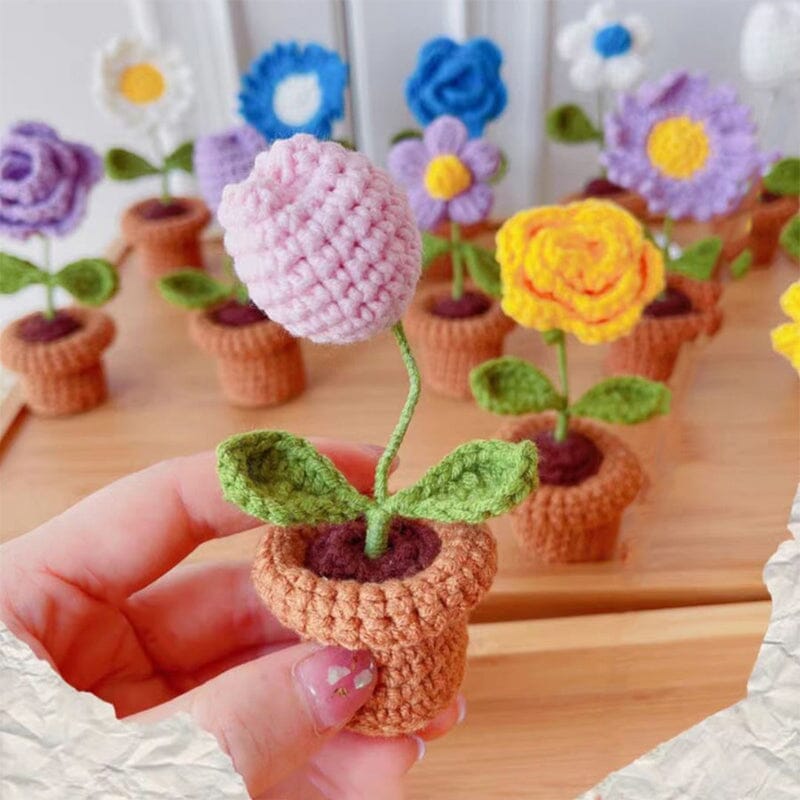 Colorful Hand Knit Flower Decor