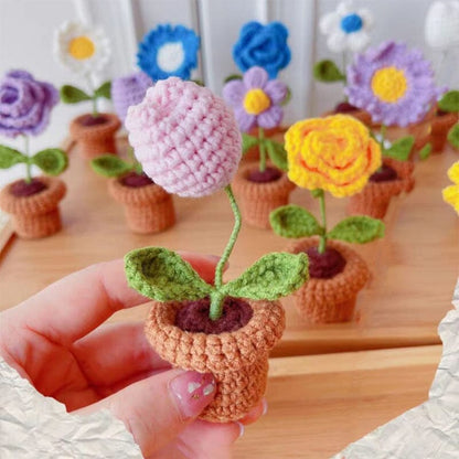 Colorful Hand Knit Flower Decor