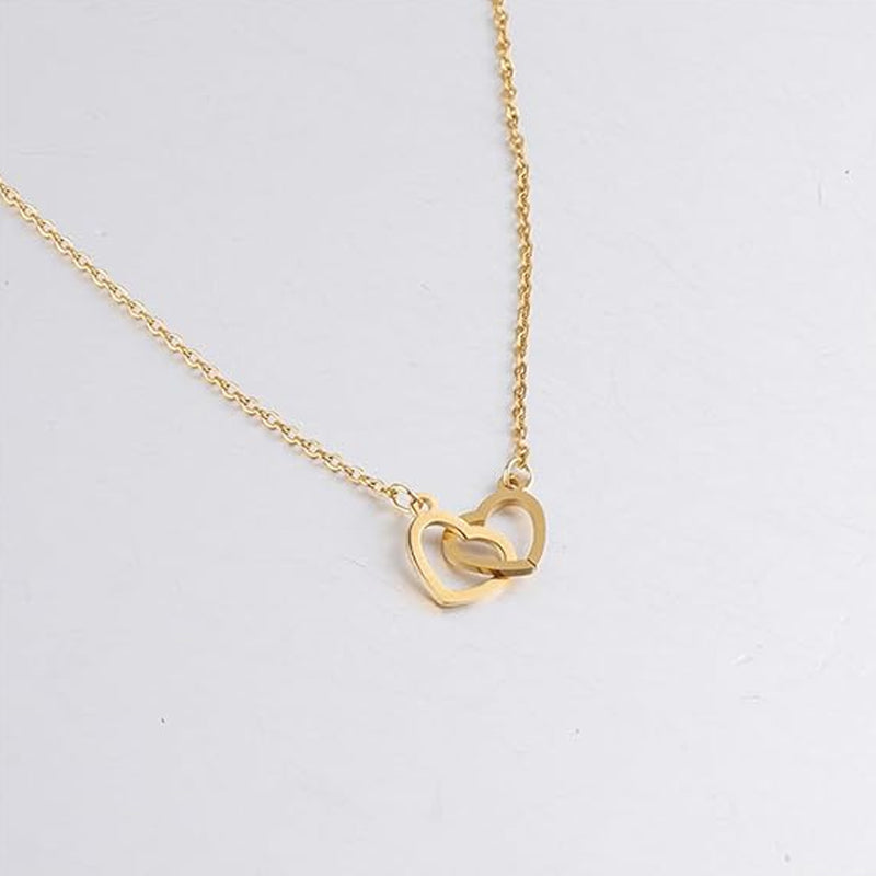 Beautiful Pink Gold Heart Shaped Necklace Set