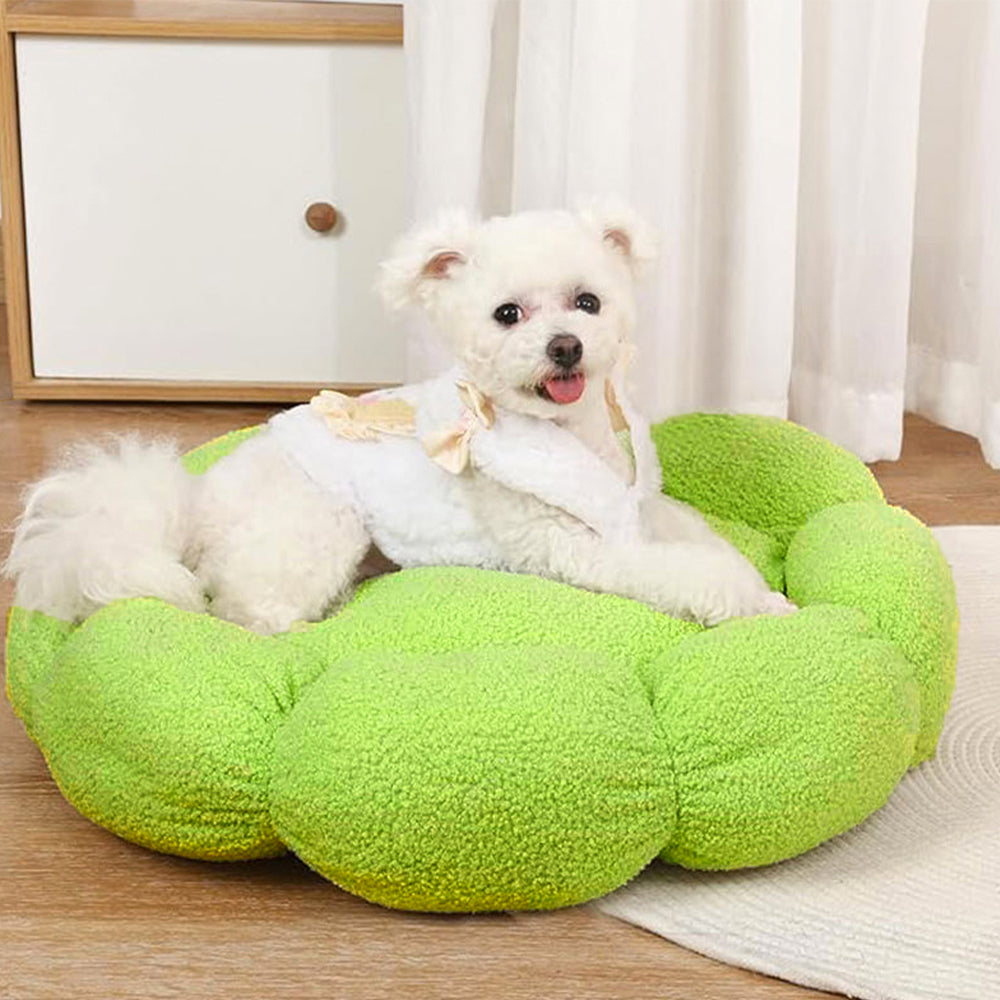 Cozy Pet Bed with Cute Floral Design & Removable Cover