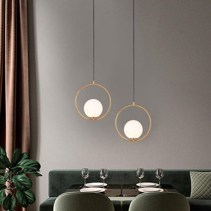 Elegant Glass Hanging Light With Metal Frame