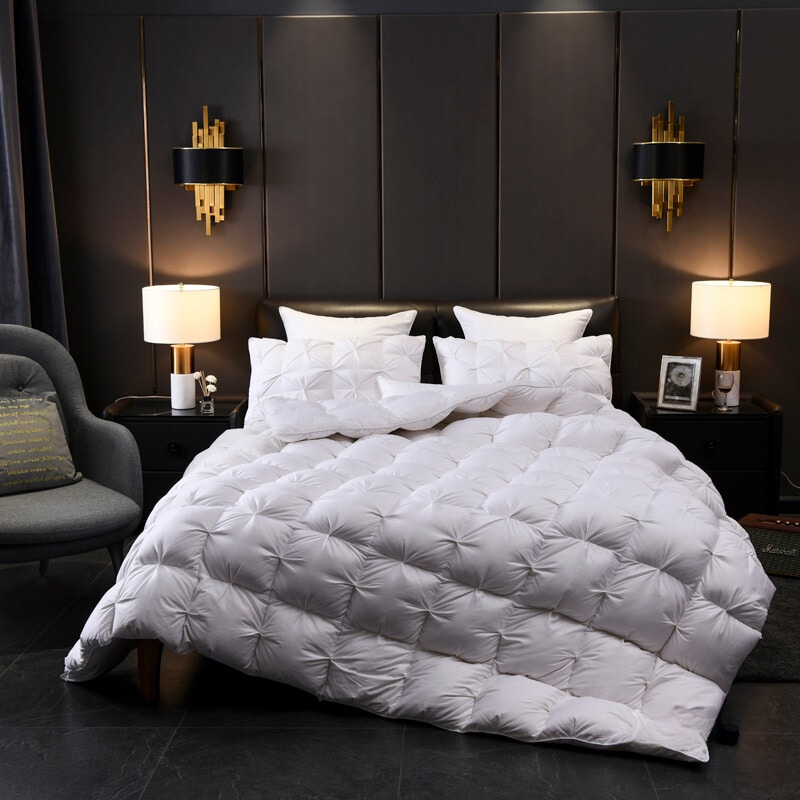 Soft White Quilted Down Feather Comforter - Luxicro