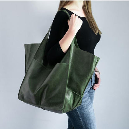 Big Genuine Leather Handbag for Ladies