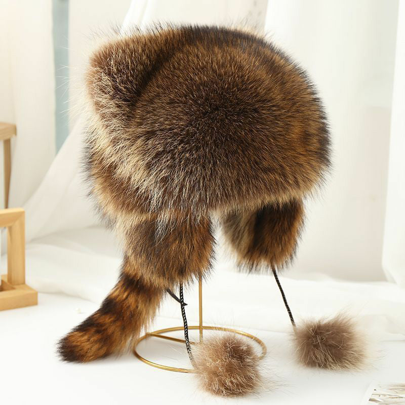 Soft Faux Fur Raccoon Plush Family Hat - Luxicro