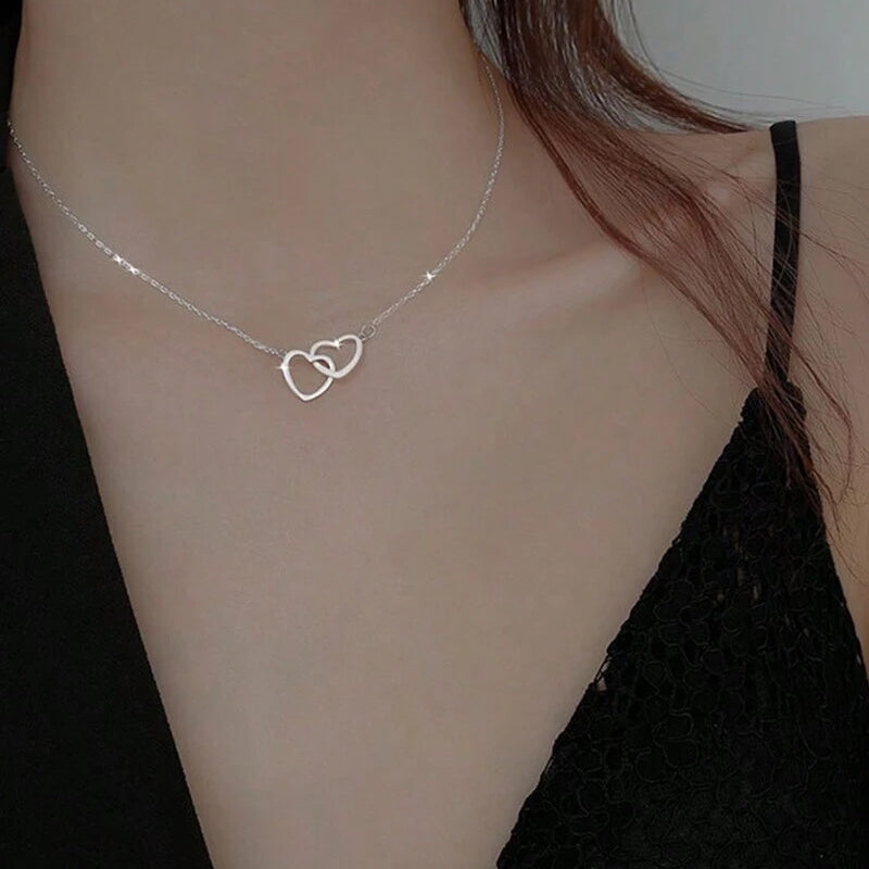 Beautiful Pink Gold Heart Shaped Necklace Set