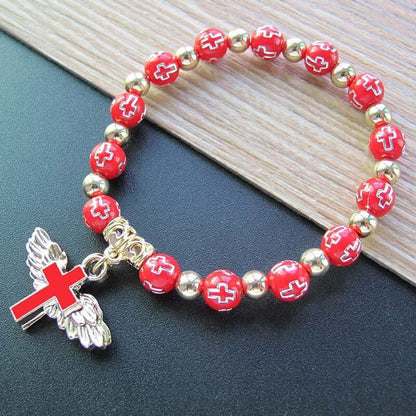 Delicate Wing Cross Charm Bracelet