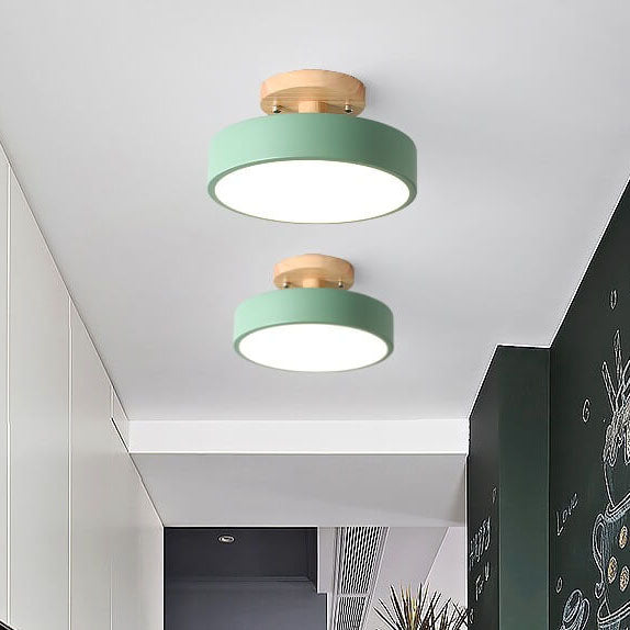 Contemporary Wooden Semi-Flush Ceiling Lamp - Luxicro