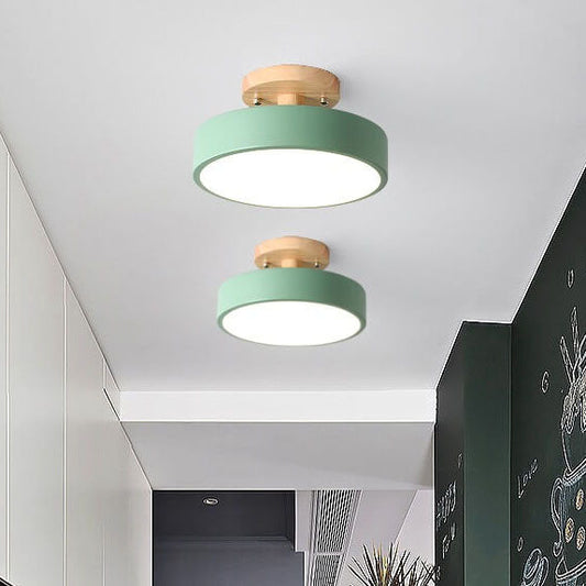 Contemporary Wooden Semi-Flush Ceiling Lamp - Luxicro