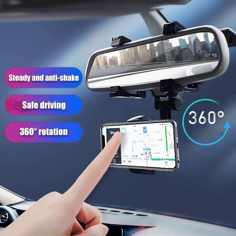 Adjustable 360 Degree Car Phone Holder Rearview Mirror - Luxicro