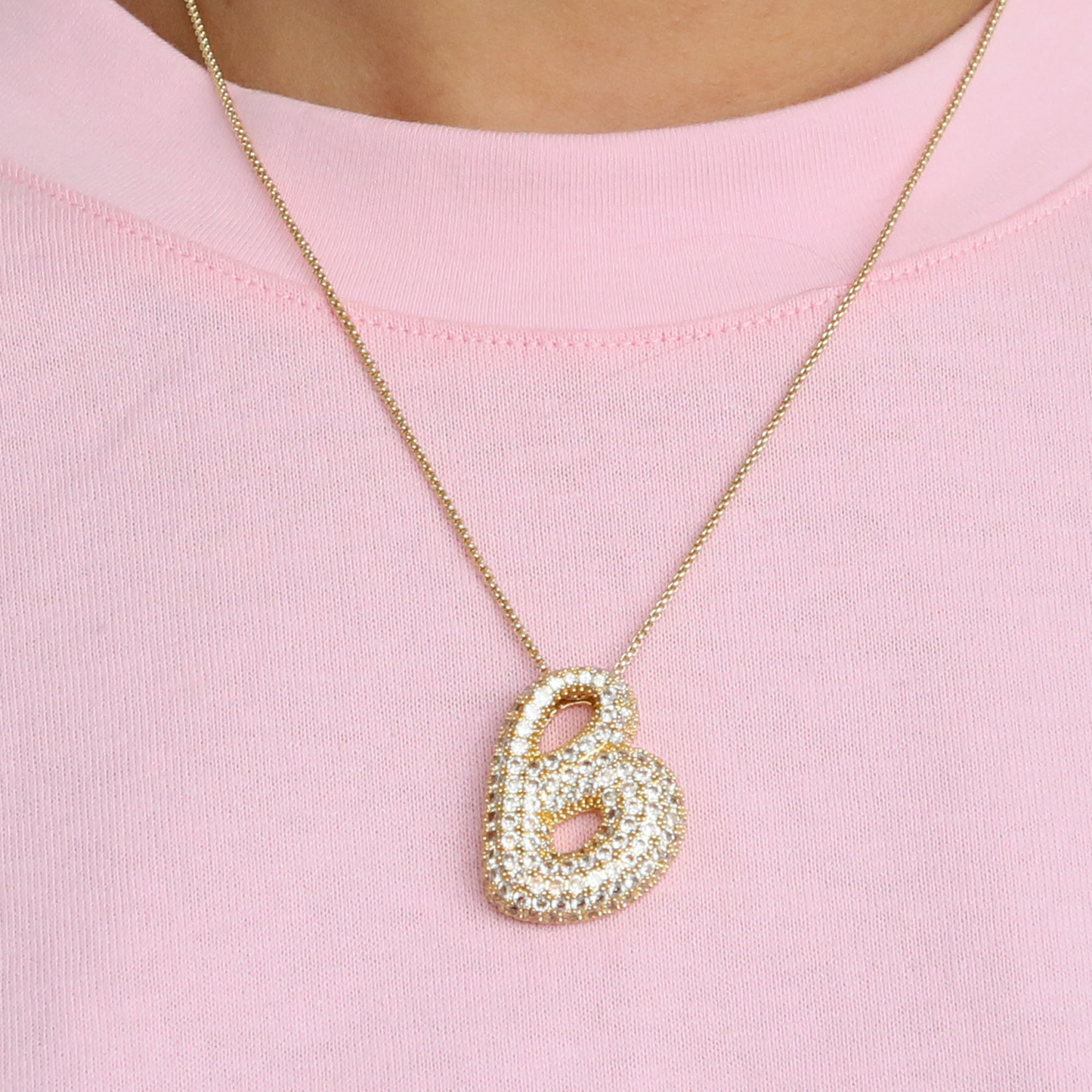 Sparkly Letter Diamond Pendent Necklace