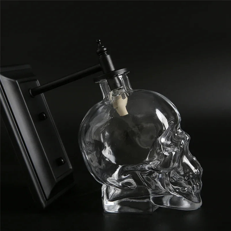 Dark Skull Vintage Glass Table Lamp