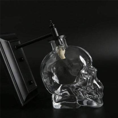 Dark Skull Vintage Glass Table Lamp