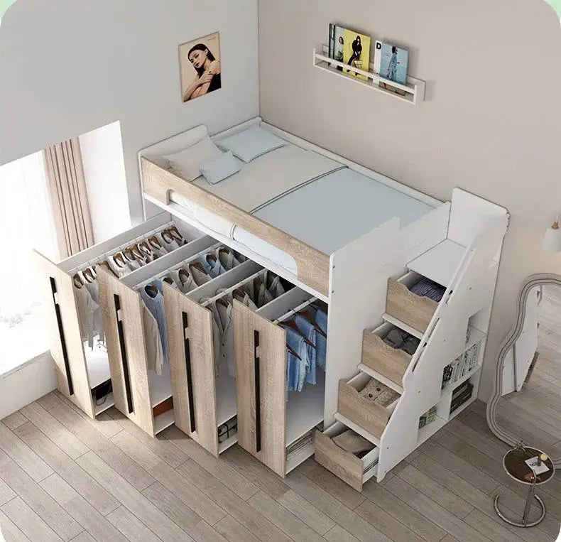 Space Saving Foldable Bunk Bed with Shelves - Luxicro