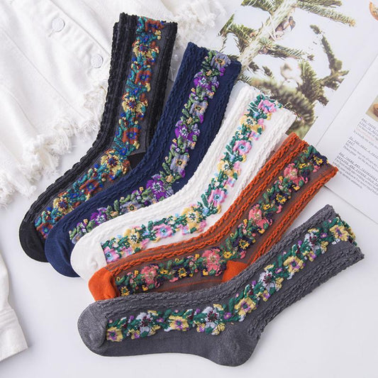 Beautiful Flower Print Ankle Socks Set - Luxicro