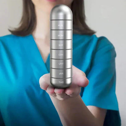 Waterproof Pill Box with 7 Day Organizer Compartments
