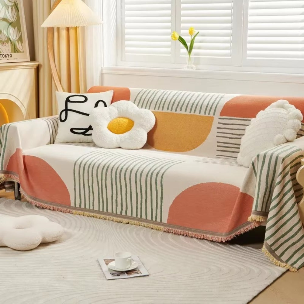 Plush Geometric Pattern Couch Slipcover - Luxicro