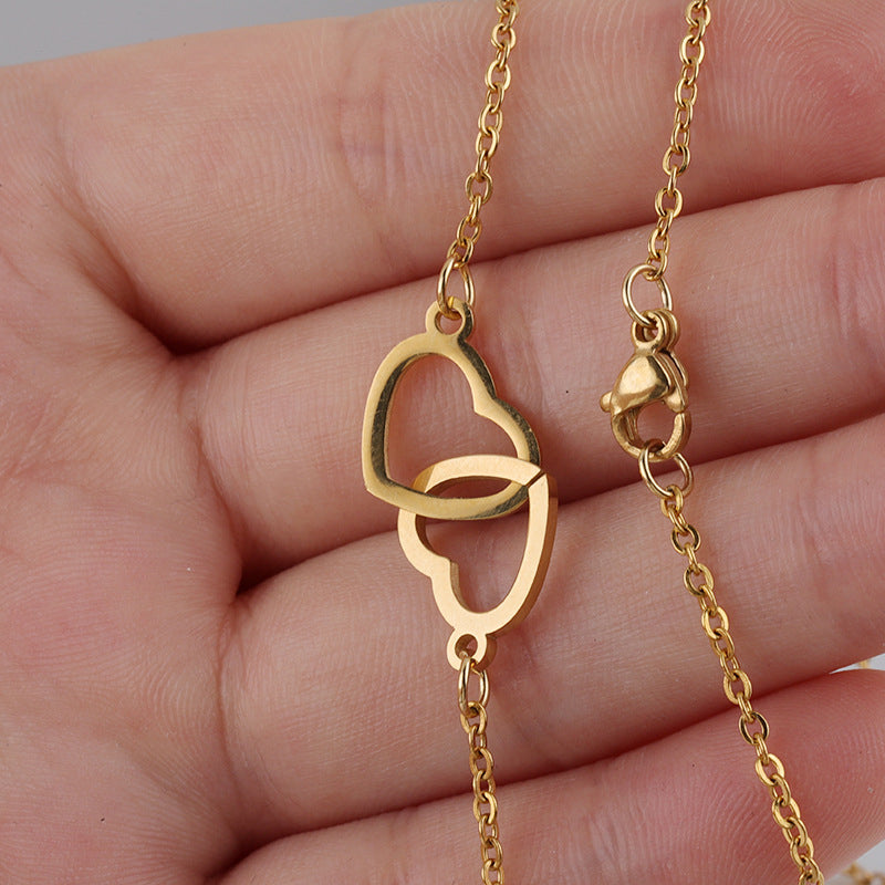 Beautiful Pink Gold Heart Shaped Necklace Set