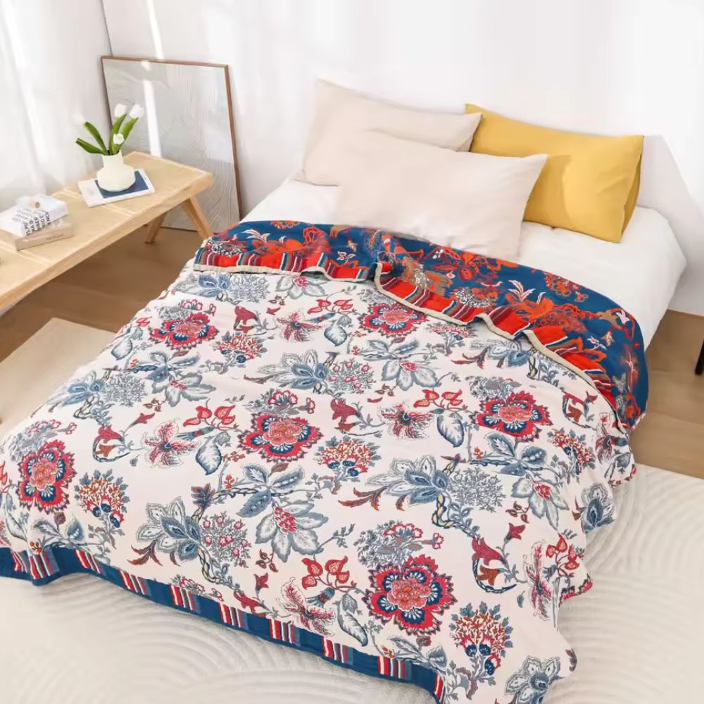 Vintage Floral Soft Cotton Throw Blanket - Luxicro