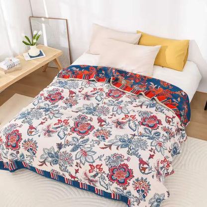Vintage Floral Soft Cotton Throw Blanket - Luxicro
