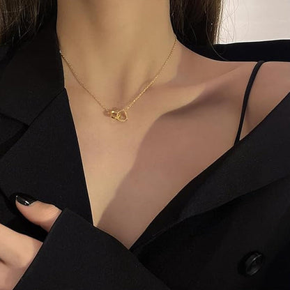 Beautiful Pink Gold Heart Shaped Necklace Set
