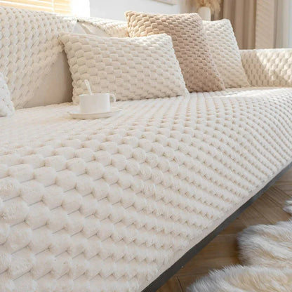Cozy Fleece Sofa Slipcover with Grip - Warm Couch Protector
