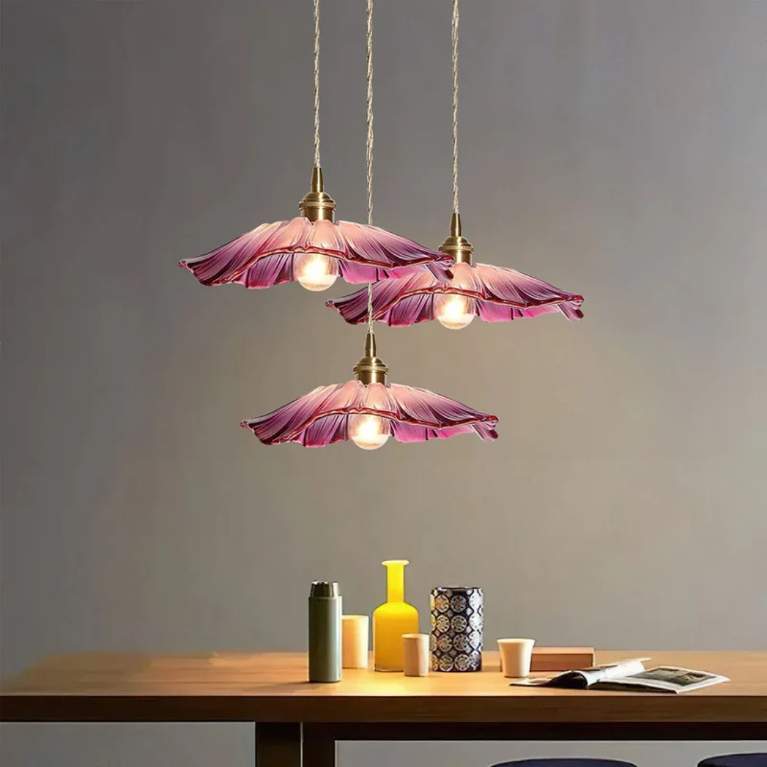 Vintage Floral Glass Hanging Lamp