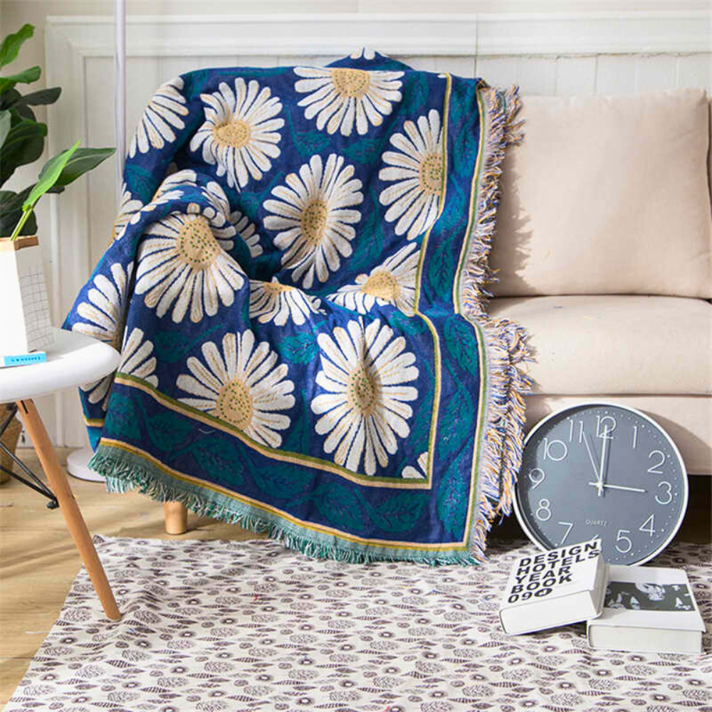 Colorful Fringe Cotton Throw Blanket - Luxicro