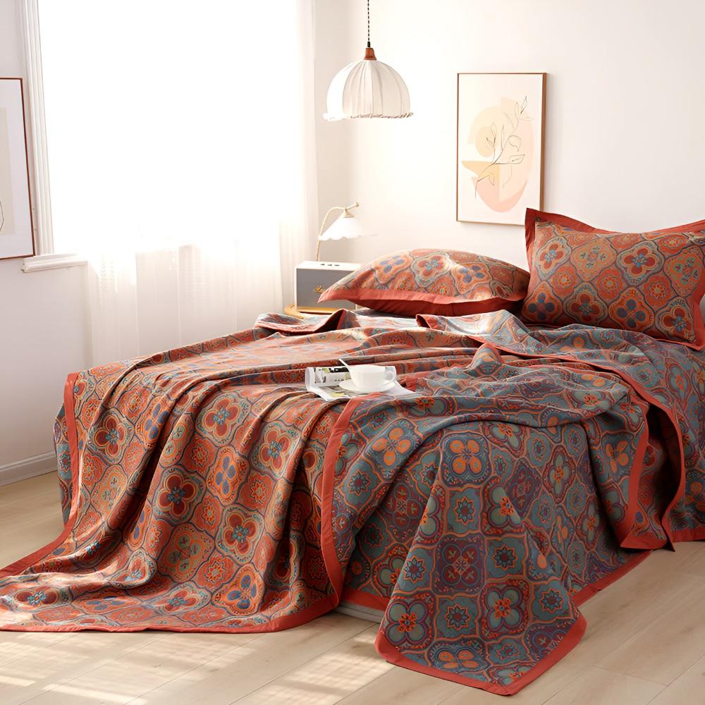 Floral Stitched Cotton Bedding Quilt - Luxicro