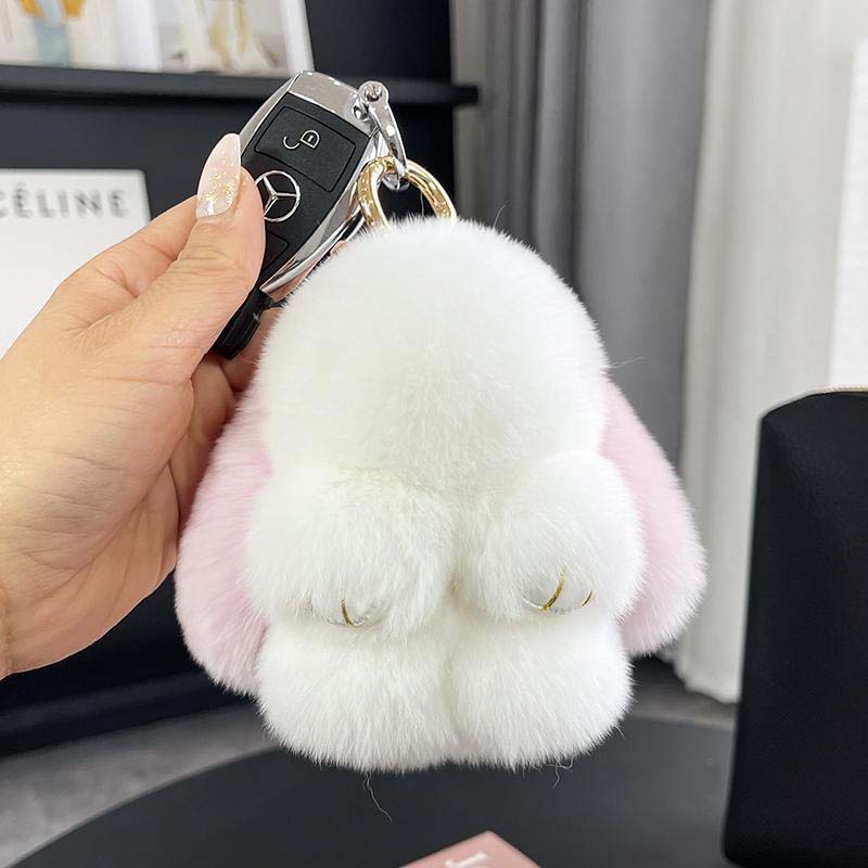 Cute Bunny Pom Pom Keychain Set