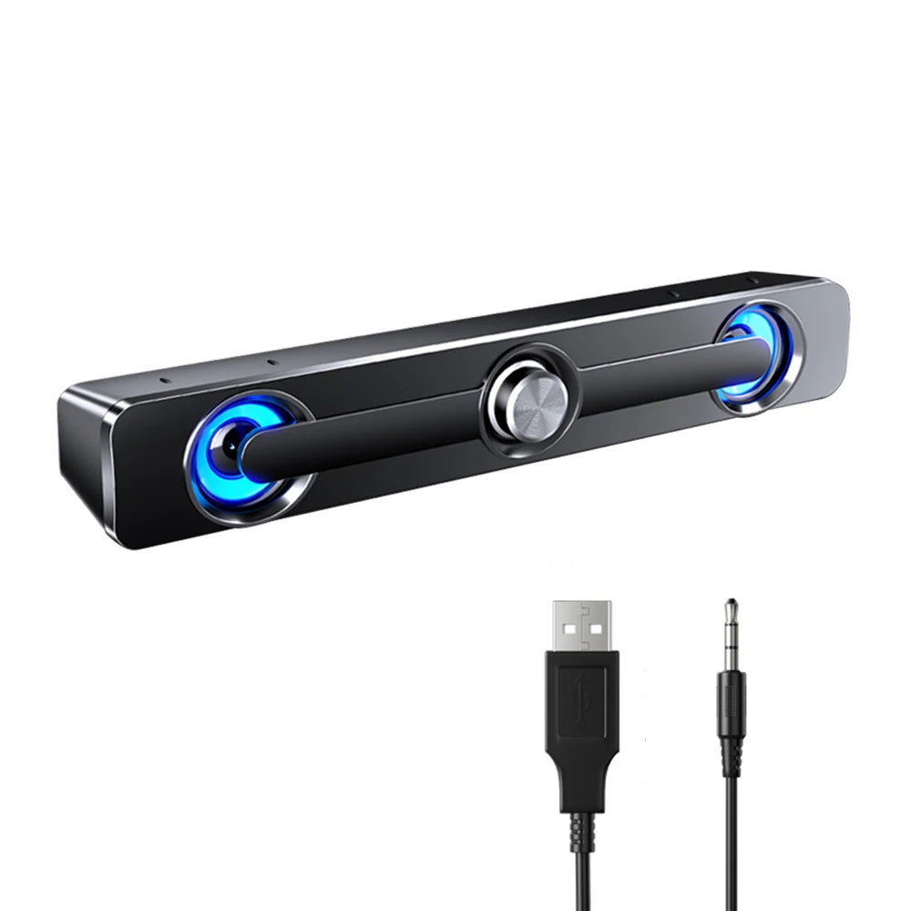 Compact LED Computer Soundbar Speaker With USB - Luxicro
