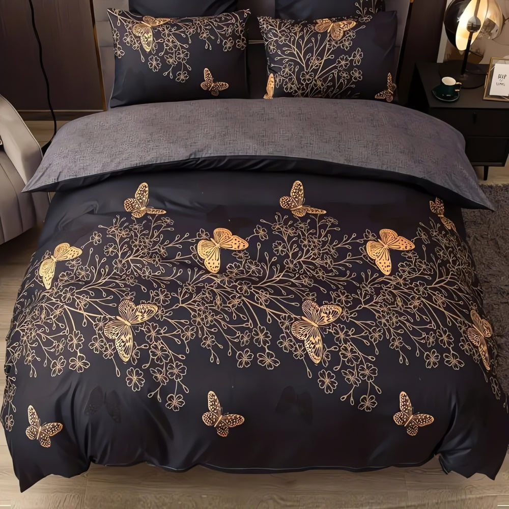 Beautiful Black Floral Bedding Set 3 Piece