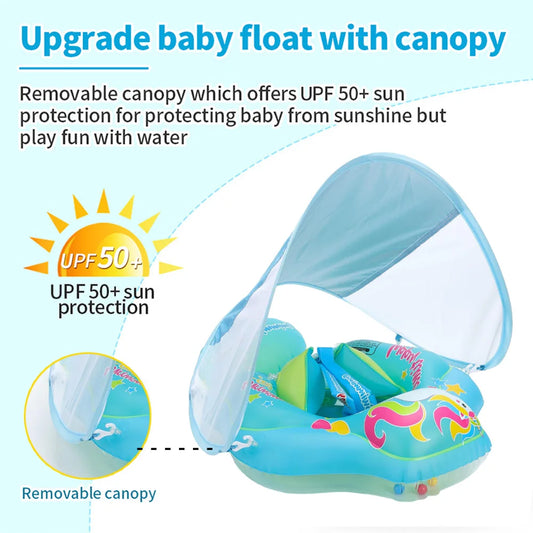 Baby Pool Float with Canopy - Soft and Protective - Luxicro