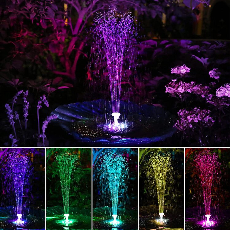 Solar Powered Fountain Pump with LED Light Show - Luxicro
